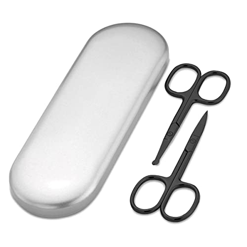 MAYCREATE Nose Scissors Beard For Men Mustache Eyebrow Trimmer Stainless Steel Set with Storage Box MAYCREATE Nose Scissors Beard For Men Mustache Eyebrow Trimmer Stainless Steel Set with Storage Box